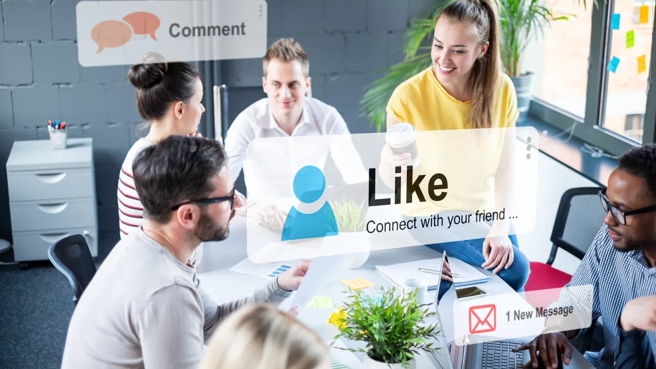 Marketing team discussing social media engagement
