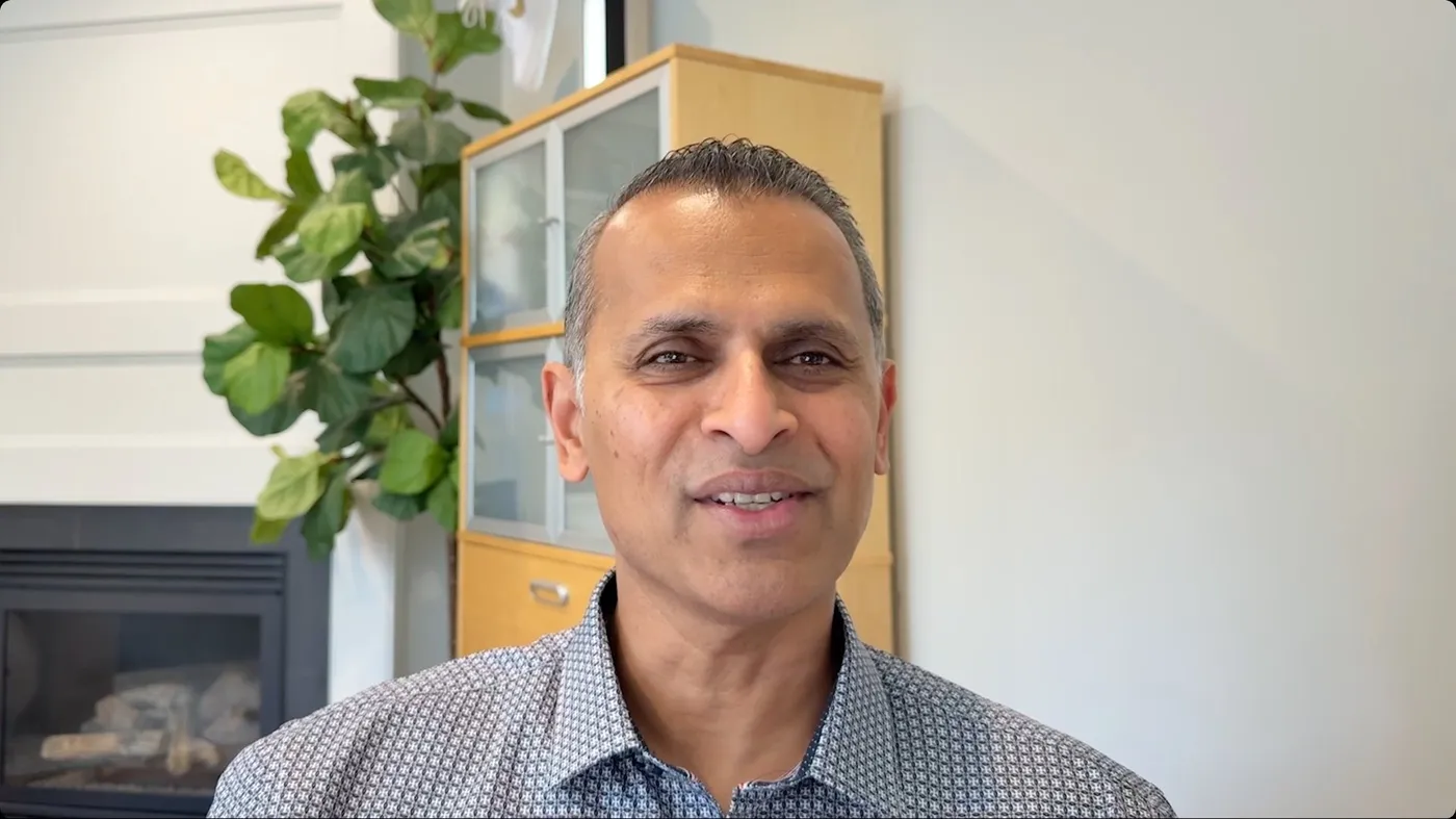 A customer recording a remote video testimonial